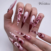 Halloween blood graffiti press on nails with long high heel acrylic tips