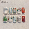 Christmas press on nails set with red and white snowflake design