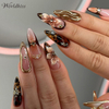 almond 3D flower press on nails colorful ABS long tips 24pcs set