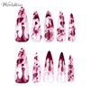 Halloween blood graffiti press on nails with long high heel acrylic tips